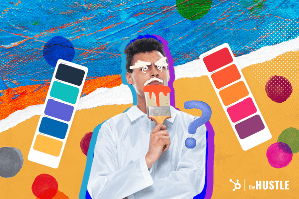 روانشناسی لوگو: مردی قلموی رنگی را در دست دارد که با رنگ ها احاطه شده است.